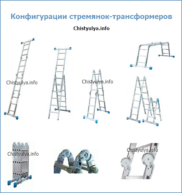 Конфигурации лестницы складной алюминиевой трансформера